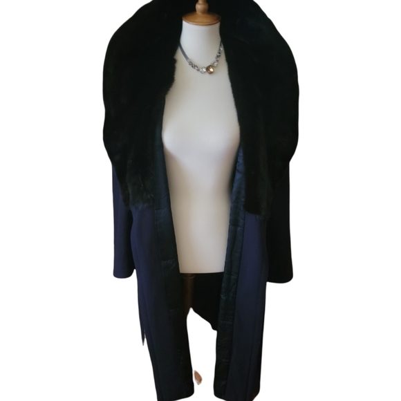 🔥SALE🔥YVES SAINT LAURENT |VNTG WOOL/CASHMERE WRAP COAT W/BLK MINK SHAWL COLLAR - Picture 14 of 16